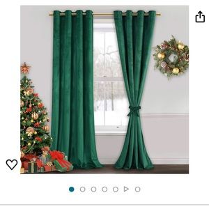 Green velvet curtians unopened